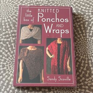 Knitted Ponchos and Wraps box w/project cards by Sandy Scoville - Burgundy Cover